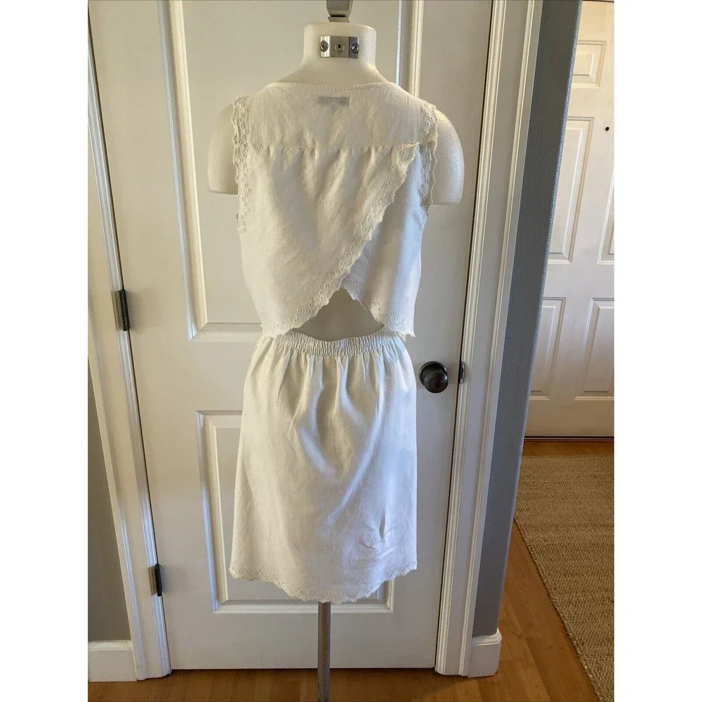 Madewell White Eyelet Overlay Open‎ Back Dress Size 6/S Sleeveless Beachy Boho